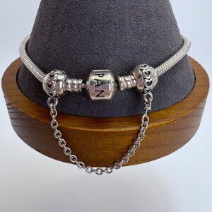VTG Pandora ALE Sterling Silver 925 Slide Charm Bracelet Safety Chain 9"